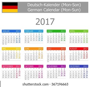 2017 German Type-1 Calendar Mon-Sun on white background