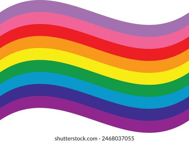 2017 Gilbert Baker Rainbow Pride Flag Wavy and Isolated in White
