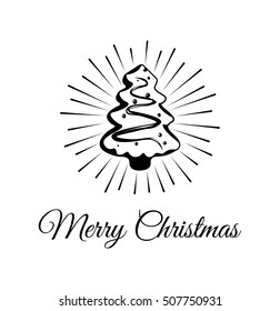 2017 Gingerbread X-Mas Tree. Merry Christmas and a Happy New Year. Greeting Card. Vector Illustration