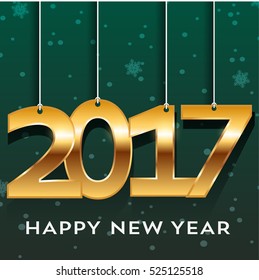 '2017' gold effect on a green background , HAPPY NEW YEAR - vector illustration