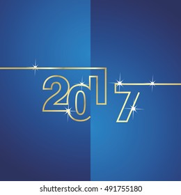 2017 gold line blue background vector