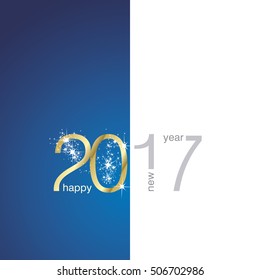 2017 Gold New Year firework blue white background