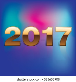 2017 gold numbers. 2017 year logo design on the color background. vector illustration.