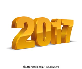 2017 golden-yellow text 3d. for calendar background isolated on white. Vector, eps