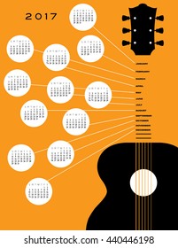 2017 Guitar calendar, ideal for gig calendar