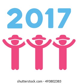 2017 Guys Dance vector pictogram. Style is flat graphic symbol, pink and blue colors, white background.