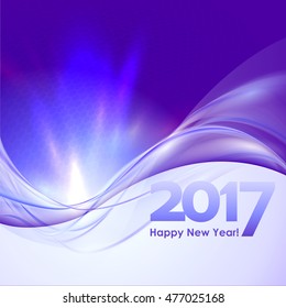 2017 Happy New Year abstract background with blue wave. Vector illustration