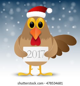 2017 Happy New Year background with rooster. Vector illustration. 