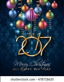 2017 Happy New Year Background for your Flyers and Greetings Card. Ideal for Poster, covers and invitations.