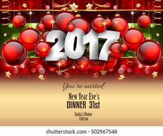 2017 Happy New Year Background for your Seasonal Flyers and Greetings Card or Christmas themed invitations.