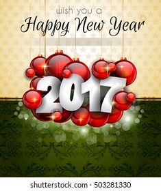 2017 Feliz Año Nuevo fondo para tu tarjeta de volantes y saludos de temporada o invitaciones con temas de Navidad.