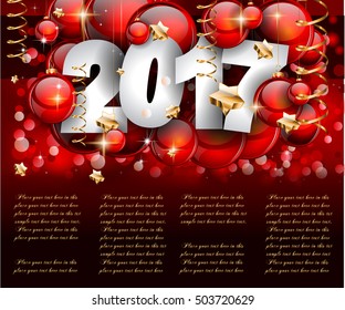 2017 Happy New Year Background for your Seasonal Flyers and Greetings Card or Christmas themed invitations.