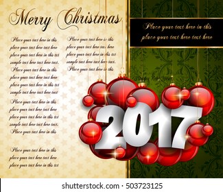 2017 Happy New Year Background for your Seasonal Flyers and Greetings Card or Christmas themed invitations.