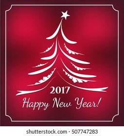 2017 Happy New Year Background for your Flyers and Greetings Card. Ideal to use for parties invitation. Merry christmas and happy new year. Celebration. Abstract Christmas tree made of sparkles