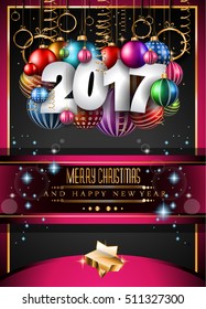 2017 Happy New Year Background for your Seasonal Flyers and Greetings Card or Christmas themed invitations.