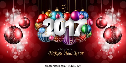 2017 Feliz Año Nuevo fondo para tu tarjeta de volantes y saludos de temporada o invitaciones con temas de Navidad.