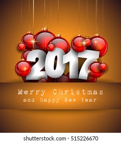 2017 Happy New Year Background for your Seasonal Flyers and Greetings Card or Christmas themed invitations.