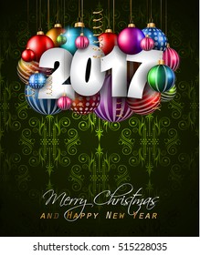 2017 Feliz Ano Novo Fundo para seus Flyers Sazonal e cartões de cumprimentos ou convites temáticos de Natal.