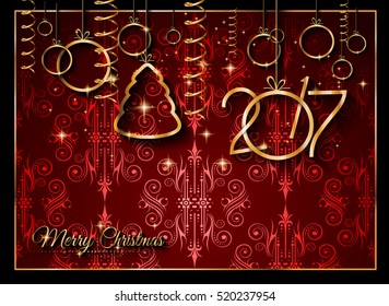 2017 Happy New Year Background for your Seasonal Flyers and Greetings Card or Christmas themed invitations.