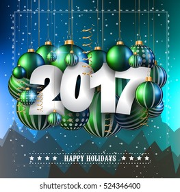 2017 Feliz Año Nuevo fondo para tu tarjeta de volantes y saludos de temporada o invitaciones con temas de Navidad.