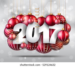 2017 Happy New Year Background for your Seasonal Flyers and Greetings Card or Christmas themed invitations.