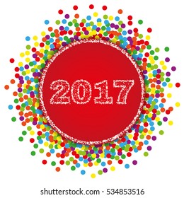 2017 Happy New Year background with confetti. Stock - Vector illustration