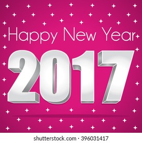 2017 Happy New Year. Best wishes. Pink and silver starry vector greeting card.
