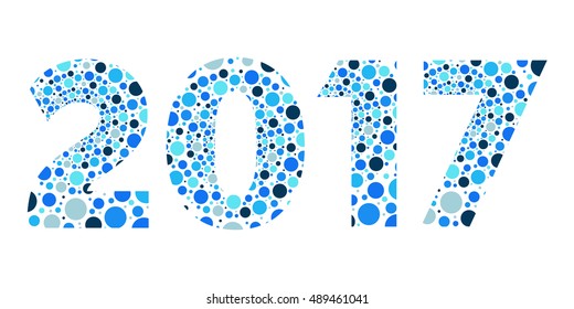 2017 Happy New Year bubble vector, blue isolated symbol