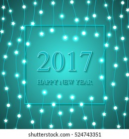 2017 Happy New Year. Card for your design. Holiday background. Vector Illustration.