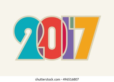 2017, HAPPY NEW YEAR ! Cheerful and beautiful inscription of color overlapping letters.