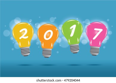 2017 happy new year colorful lamp vector illustration