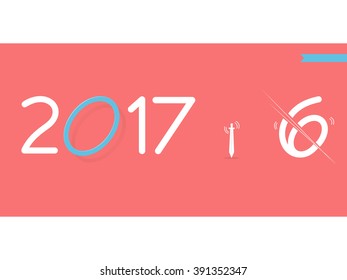 2017 Happy New Year creative design for your banners, greetings card, website