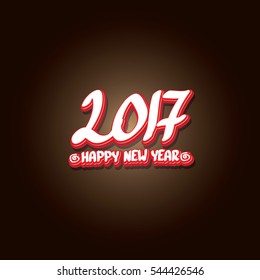 2017 Happy new year creative design background. Happy new year cartoon calligraphic text