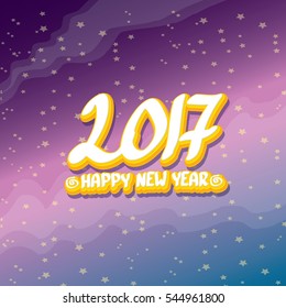 2017 Happy new year creative design background. Happy new year cartoon calligraphic text