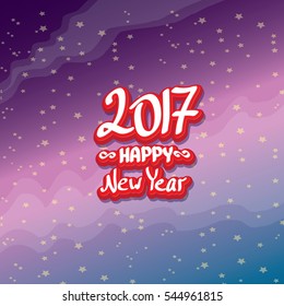 2017 Happy new year creative design background. Happy new year cartoon calligraphic text