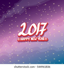 2017 Happy new year creative design background. Happy new year cartoon calligraphic text