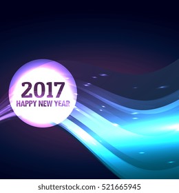 2017 happy new year design with wave