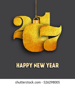 2017 - Happy New Year Design - Type made of golden circles
