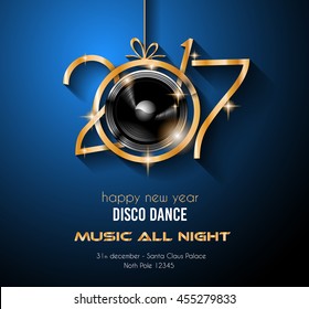 2017 Happy New Year Disco Party Background for your Flyers and Greetings Card. Ideal to use for parties invitation, Dinner invitation, Christmas Meeting events and so on.