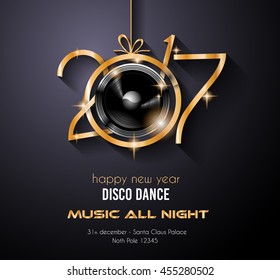 2017 Happy New Year Disco Party Background for your Flyers and Greetings Card. Ideal to use for parties invitation, Dinner invitation, Christmas Meeting events and so on.