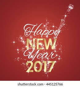2017 Happy New Year firework red background vector
