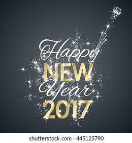 2017 Happy New Year firework black background vector