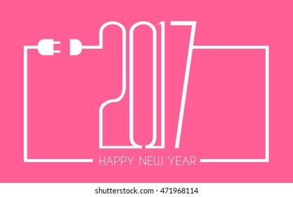 2017 Feliz Año Nuevo Plano Fondo con cable estilizado para sus propósitos estacionales,
