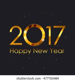 2017 Happy New Year Gold Glossy Background. Vector Illustration EPS10