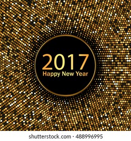 2017 Happy New Year. Gold vector background