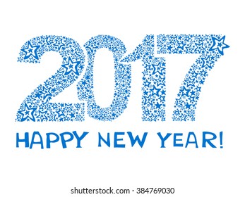 2017 Happy New Year greeting card or background. Vector illustration