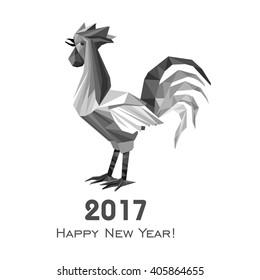 2017 Happy New Year greeting card. Celebration background with Rooster and place for your text. 2017 Chinese New Year of the Rooster. Vector Illustration
