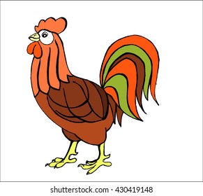 2017 Happy New Year greeting card. Celebration white background with Rooster and place for your text. 2017 Chinese New Year of the Rooster. Vector Illustration