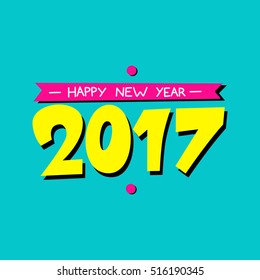 2017 Happy New Year greeting card. Vector illustration.