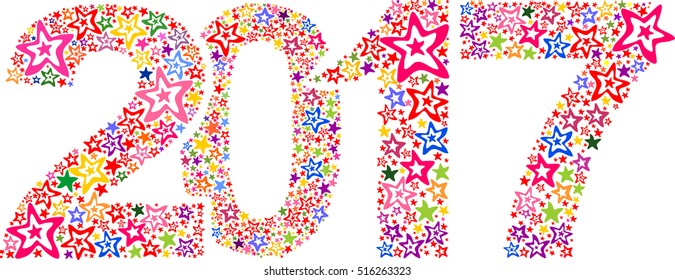 2017 Happy New Year greeting card or background. Vector illustration